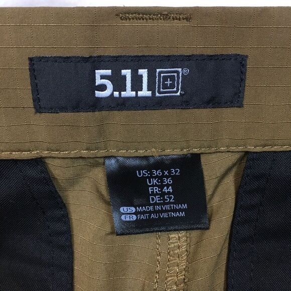 5.11 Tactical Mens 36x32 Utility Pant Brown Tan Ripstop Pocket Straight Leg Work - Picture 5 of 14